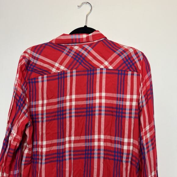 Talbots plaid woven button down blouse LG rayon fall autmn cozy - Picture 7 of 7